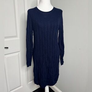 Banana Republic Navy Blue Cable Knit Sweater Dress